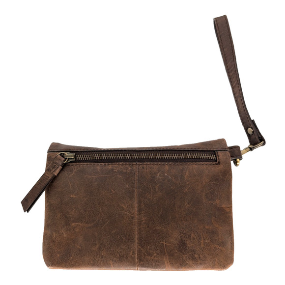 Born Rockforth Chocolate Brown Leather Convertible Crossbody Wristlet Wallet Bag - Picture 8 of 11